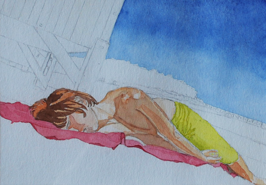 Sleep, Heat, Aquarell auf Papier, 23 cm x 16 cm